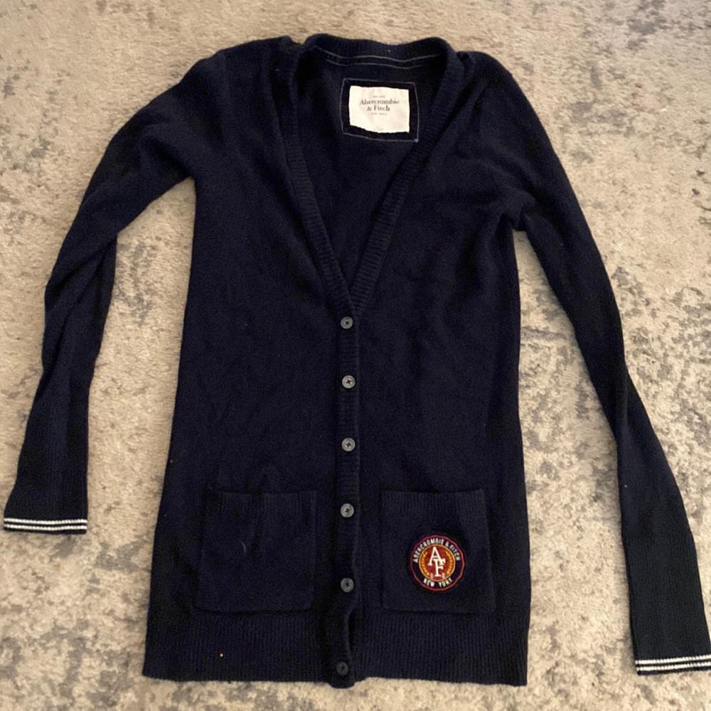 abercrombie navy preppy cardigan